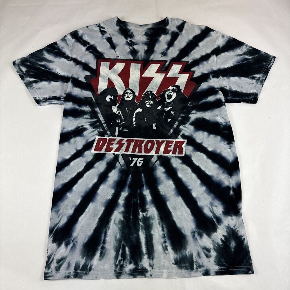 Liquid Blue Kiss Destroyer 1976 Concert Tour Tie Dye T-Shirt Mens Sz M Blue Band
